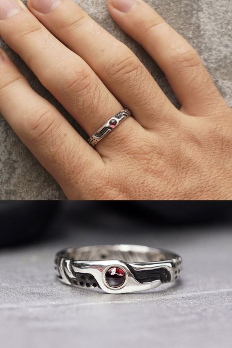 Mens Garnet Ring, Red Engagement Ring, Mens Engagement Ring, Garnet Wedding, Present For Birthday, Silver Promise Rings, Alternative Engagement Ring, Ring Man, Handmade Engagement Rings