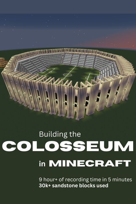 I love the Colosseum in real life, but I hate the fact that it has degraded over time. So I decided to re-create it in Minecraft. Over 30k sandstone blocks were used in this video. Hope you guys liked it and see you in the next videos. Minecraft Colosseum, Sandstone Blocks, The Colosseum, Next Video, Time Lapse, I Decided, See You, Minecraft, Real Life