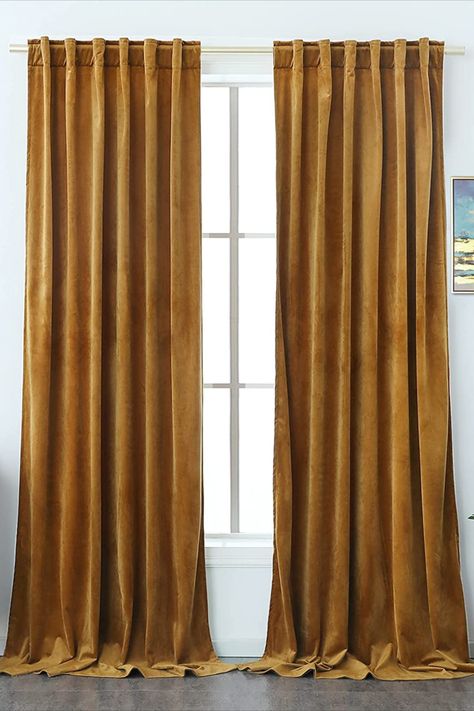 #retro #solidgold #velvet #blackout #curtains #apartmentlif #apartmentliving #affiliatelink Burnt Orange Backdrop, Velvet Curtains Living Room, Orange Backdrop, Living Room Gold, Tab Design, Curtain Partition, Backdrop Curtains, Orange Curtains, Gold Curtains