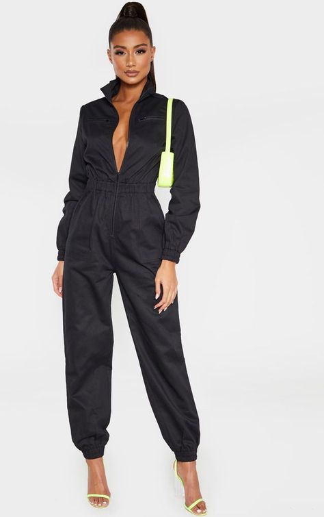 Statement Jumpsuit, Neon Accessories, Jumpsuit Online, Long Sleeve Jumpsuit, Jumpsuit Fashion, Sleeveless Jumpsuits, Black Jumpsuit, Strappy Heels, Tulum