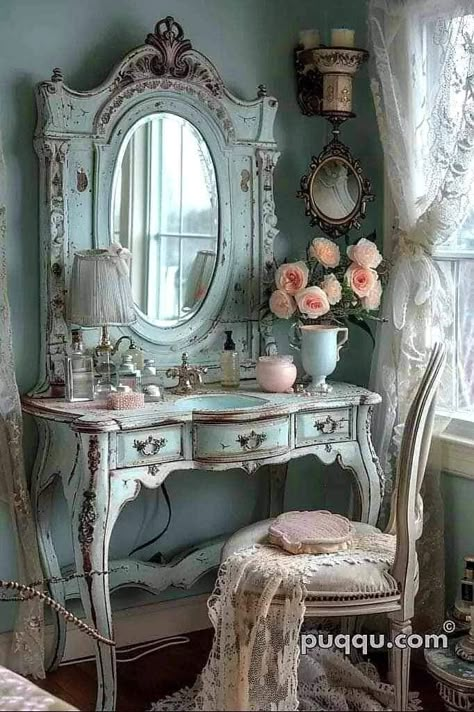 Ivory Furniture, Queen Anne Victorian House, Bedroom Cream, Bed Closet, Victorian Vanity, Vintage Furniture Makeover, All Is Vanity, Queen Anne Victorian, Painted Vanity