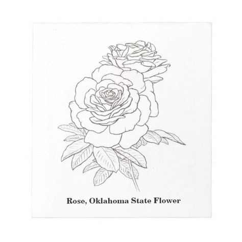 Oklahoma Rose, State Flower of Oklahoma Note Pad Oklahoma Rose, Oklahoma Tattoo, Stamp Drawing, Rose Flower Tattoos, Blue Rose Tattoos, Birthday Tattoo, Rose Images, Rose Drawing, Oklahoma State