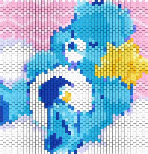 Bedtime Bear Tapastry Pony Bead Patterns | Characters Kandi Patterns for Kandi Cuffs Care Bear Kandi Pattern, Dog Kandi Pattern, Kandi Flat Panel Pattern, Kandi Tapestry, Kandi Patterns Templates, Kandi Projects, Kandi Creations, Vampire Core, Stitch Beads