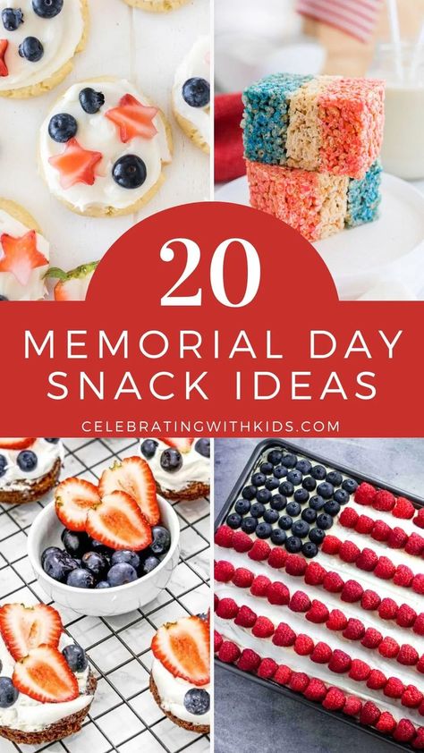 Planning a Memorial Day get-together? Explore delicious and festive Memorial Day snack ideas for a memorable gathering. Memorial Day Snacks, Memorial Day Foods, Creative Breakfast, July Ideas, Patriotic Holidays, Snack Ideas, Holidays With Kids, Veterans Day, I Love Food