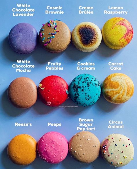 Fruity Pebbles Macarons, Rosette Macarons, Macarons Unique, Macaron Inspiration, Macaroon Filling, Macaroon Packaging, Fruity Cookies, Macaron Recipes, Macaron Flavors