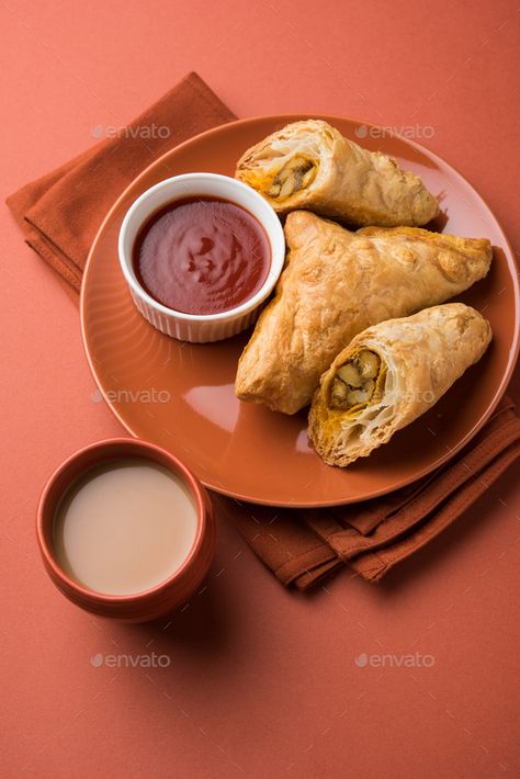 Vegetable Puff or Veg Puff, by stockimagefactory. Indian Vegetable Puff or Veg Puff, a crisp-n-flaky snack with mixed vegetables stuffing #Sponsored #stockimagefactory, #Indian, #Veg, #Vegetable Veg Puff, Samosa, Mixed Vegetables, Food Plating, Food Photo, Fresh Food, Indian Food Recipes, Snacks, Baking