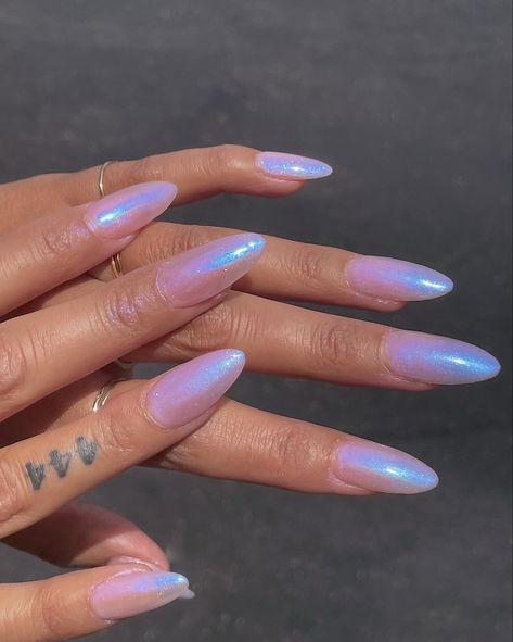 Moonstone Nails, Chrome Nail Colors, Purple Chrome Nails, Blue Chrome Nails, Pink Chrome Nails, Milky Nails, Chrome Nails Designs, Lavender Nails, Nails Homecoming