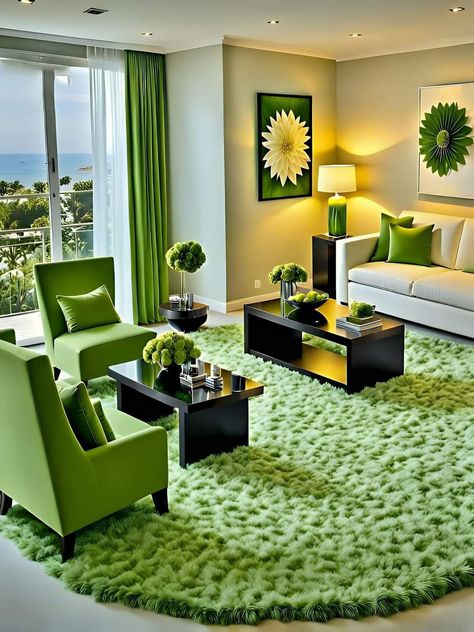 Lime Green Office, Green Living Room, Earthy Home Decor, Colorful Interior Design, Modern Room Decor, Green Office, Apartment Living Room Design, Luxury House Interior Design, Living Room Decor Cozy