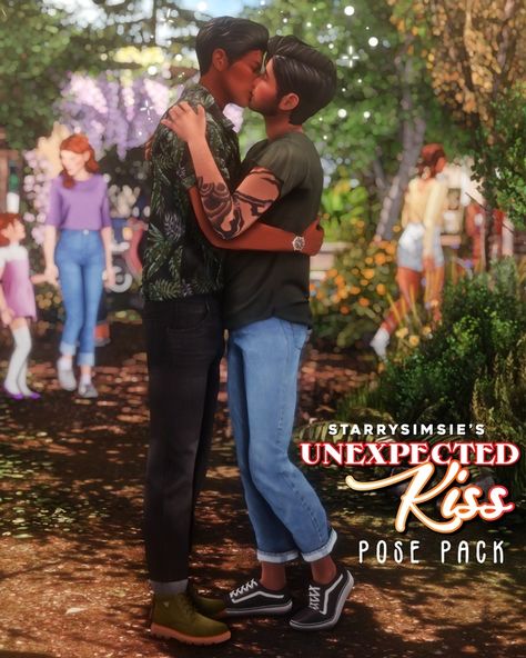 ✨Unexpected Kiss - Pose Pack✨ | Patreon Kissing Poses, Sims 4 Couple Poses, Sims 4 Cas Mods, Height Difference, Sims 4 Cc Folder, Sims Building, Yes I Have, Couples Poses, Sims 4 Cas