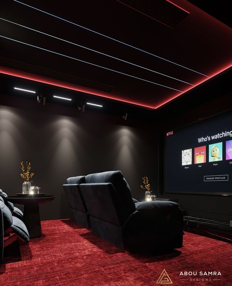 Futuristic Bedroom Ideas, Mini Cinema Room, Atraction Law, Modern Theater Room, Home Theatre Design, Sala Cinema, Deco Cinema, Basement Movie Room, Futuristic Bedroom