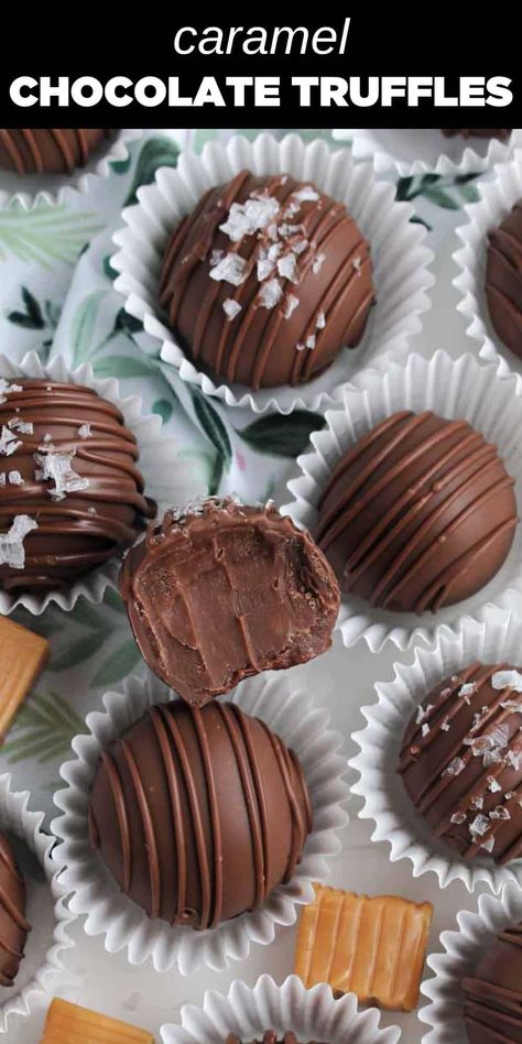 Cream Filled Chocolate Candy Recipes, Homemade Chocolate Ideas, Easy Truffle Recipes 3 Ingredients, Carmel Turtles Homemade, Chocolate Caramel Truffles, Valentines Chocolate Recipes, Fall Truffles Recipe, Truffle Candy Recipes, Easy Christmas Truffles