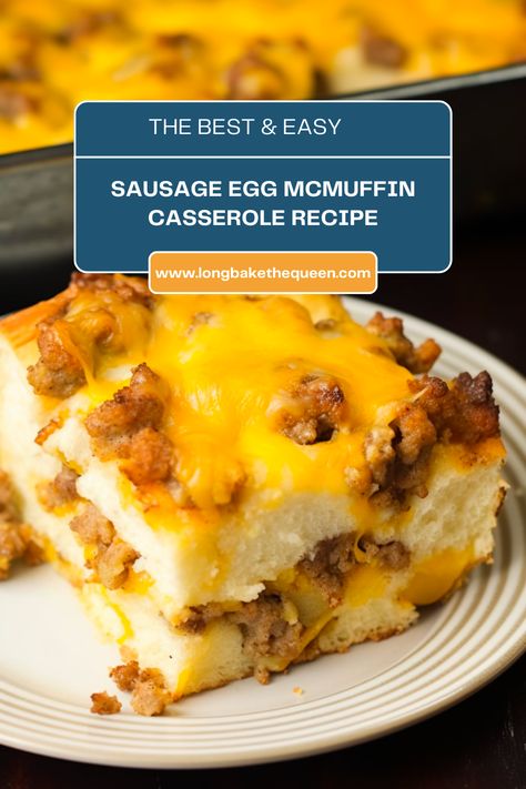 Wake up to the aroma of our Sausage Egg McMuffin Casserole Recipe, where breakfast dreams come to life! This recipe layers juicy sausage, fluffy eggs, and melty cheese, all nestled between golden English muffins. Perfect for brunch or any lazy morning, it's a crowd-pleaser that's as easy to make as it is delicious to eat. Dive into this comforting casserole and start your day with a smile. #BreakfastBliss #CasseroleRecipe Sausage Mcmuffin Casserole, Mcmuffin Casserole, Sausage Egg Mcmuffin, Sausage And Egg Mcmuffin, Sausage Mcmuffin, Egg Mcmuffin, Fluffy Eggs, Lazy Morning, Melty Cheese