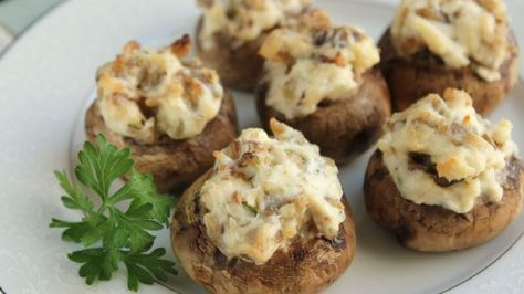 Baked Stuffed Mushrooms, Sausage Stuffed Mushrooms, Crab Stuffed Mushrooms, Cheesecake Vegan, Crab Stuffed, Stuffed Mushroom, Tastefully Simple, Cheese Sausage, Glass Baking Dish