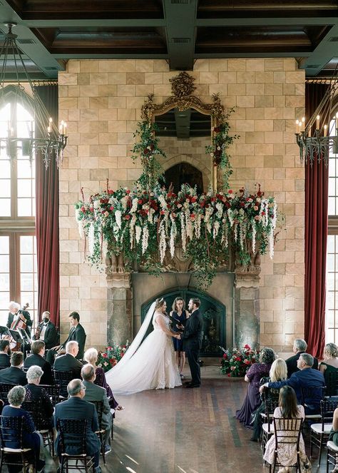 Fairytale Wedding Ceremony, Fairytale Wedding Ideas, Sparkly Wedding Cakes, Maximalist Wedding, Hanging Flowers Wedding, Dover Hall, Yellow Wedding Cake, Fairytale Wedding Theme, Castle Wedding Venue