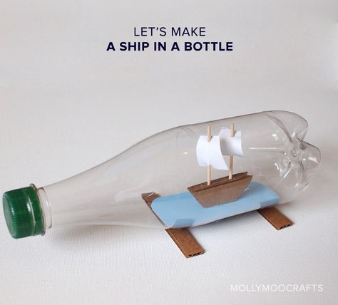 Let's make a Ship In A Bottle!! Oh how I adore this simple craft for kids #happyhandmade @pinkstripeysock Ship In A Bottle Craft, Titanic Crafts For Kids, Battleship Art, Bottle Template, Ship In Bottle, Ship In A Bottle, Pirate Crafts, Nautical Themed Party, Holiday Club