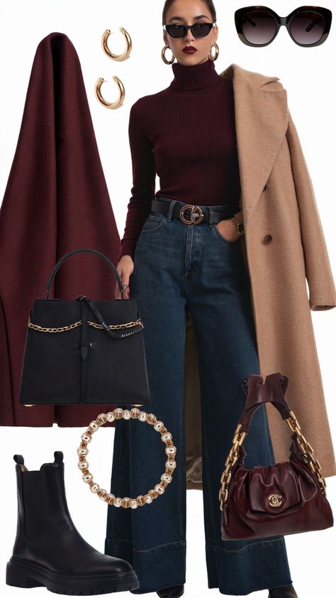 2024 colors, #fashion #trends, #inspirations, #outfits #autumn #ősz #divat December Fashion 2024, Deep Autmn Outfits, Winter Minimal Outfit, Outfits For Deep Autumn, Tan Cashmere Sweater Outfit, Colors For 2025 Fashion, Winter Slacks Outfit, True Autumn Clothes, Autumn Pallet Outfits