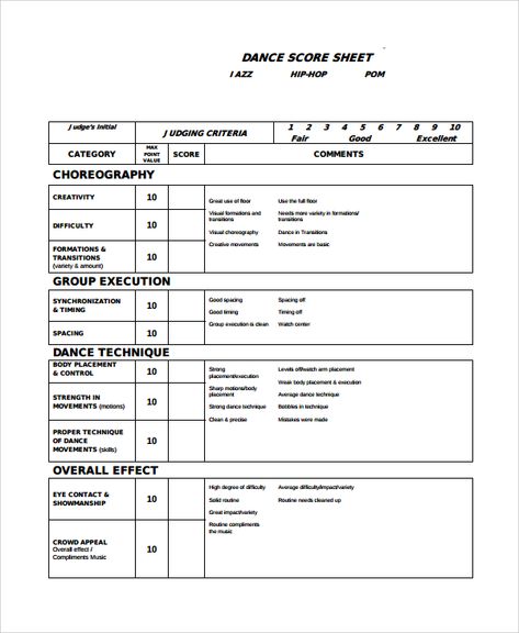 Dance Team Tryout Score Sheet, Dance Tryout Score Sheet, Dance Judge Score Sheet, Dance Skills Checklist, Dance Curriculum, Ballet Education, Dance Teacher Tools, Dance Business, Teaching Dance