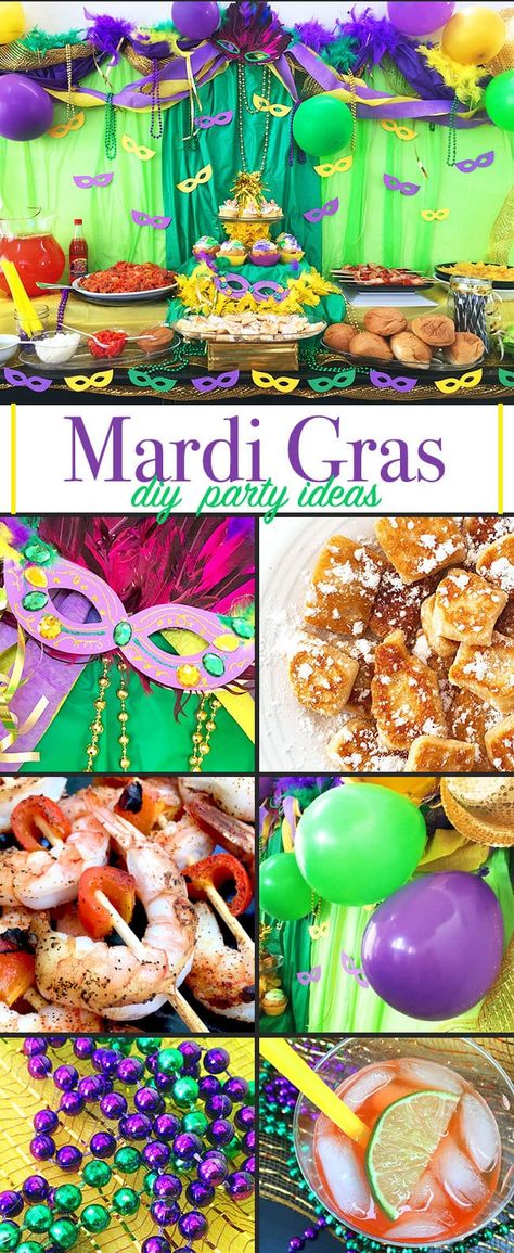 Mardi Gras Party Ideas Marci Gras Themed Party, Marti Gras Outfit Ideas, Mardi Gras Party Ideas, Mardi Gras Masquerade Party, Mardi Gras Party Food, Mardi Gras Activities, Mardi Gras Diy, Fat Tuesday Party, Mardi Gras Party Decorations