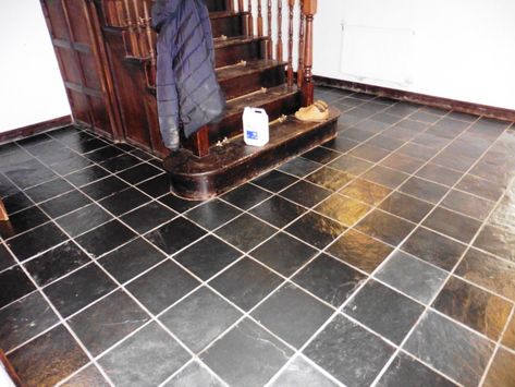 Cleaning Slate Floors, Stone Tile Kitchen Floor, Stone Tiles Kitchen, Black Slate Tiles, Slate Floors, Slate Kitchen, Slate Floor, Slate Tiles, Slate Tile Floor