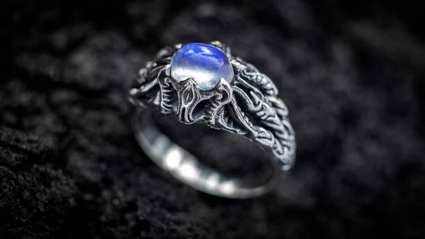 Silver Gothic Ring Moonstone Ring Fantasy Ring Elven - Etsy UK Fantasy Engagement Ring, Elven Ring, Witch Rings, Fantasy Ring, Fairy Ring, Elven Jewelry, Gothic Ring, Men Rings, Moonstone Engagement