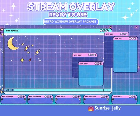 Computer Screen Overlay, Kawaii Computer, Computer Window, Twitch Vtuber, Streaming Tips, Academic Poster, Twitch Stream Overlay, Windows Themes, Retro Moon