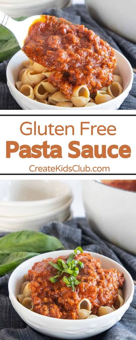 The best gluten-free pasta sauce recipe around. Packed with rich tomato flavors simmered with ground beef, garlic, and spices served over a bed of gluten-free pasta. With this delicious gluten-free pasta sauce, your family can enjoy pasta any night of the week. Forget jarred spaghetti sauce, our spaghetti sauce will quickly become your go-to recipe! Both gluten and dairy-free. Gluten Free Pasta Sauce Recipes, Gluten Free Spaghetti Sauce, Gluten Free Pasta Sauce, Tomato Paste Recipe, Ground Beef Pasta Recipes, Easy Sauce Recipe, Pasta Sauce Recipe, Dairy Free Recipes Dinner, Gluten Free Spaghetti