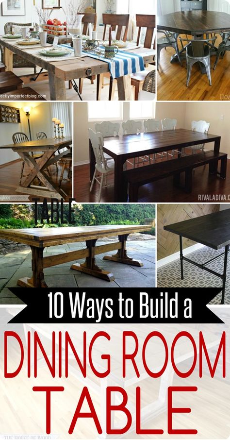 10 Ways to Build Your Own Dining Room Table Pottery Barn Dining Table, Woodworking Outdoor Furniture, Barn Restoration, Diy Esstisch, Diy Dining Room Table, Inexpensive Decor, Diy Dining Room, Reclaimed Wood Dining Table, Diy Dining Table