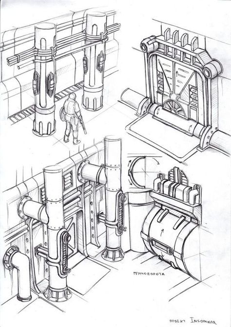 Space Hulk, Sci Fi Props, Industrial Design Sketch, Level Design, Environment Concept Art, Art Tutorials Drawing, Environmental Art, Hard Surface, Dieselpunk