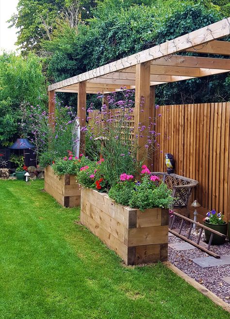 A Pergola Walkway - Gillys Glam Gardens Narrow Pergola Ideas, Narrow Pergola, Garden With Pergola, Pergola Walkway, Sleeper Beds, Timber Pergola, Timber Screens, Trellis Panels, Herbaceous Border