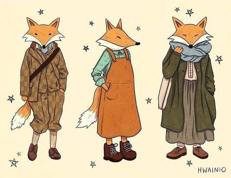 Outfits Illustration, Fox Aesthetic, Frog Drawing, Illustrated Art, Fairytale Art, Fox Art, Landscape Illustration, Aesthetic Outfit, Animal Figures