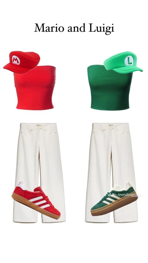 Low Effort Halloween Costume, Mario And Luigi Halloween, Luigi Halloween Costume, Bff Matching, Lazy People, Mario And Luigi, Halloween Outfits, Halloween Costume, Halloween Costumes