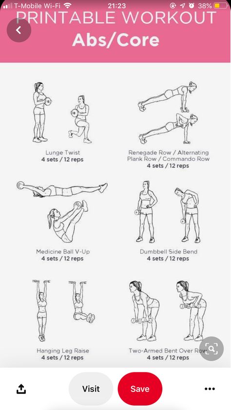 Dumbbell Side Bend, Plank Row, Hanging Leg Raises, Renegade Rows, Printable Workouts, Core Workouts, Medicine Ball, Leg Raises, Core Workout