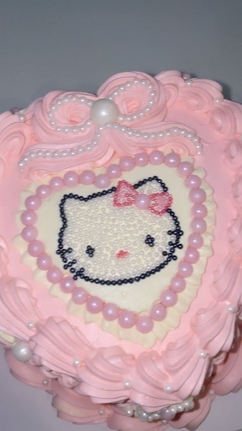 Hello Kitty 20th Birthday Cake, Hello Kitty 14th Birthday Cake, Heart Shaped Hello Kitty Cake, Hello Kitty Cookie Cake, Hello Kitty Vintage Cake, Heart Cake Hello Kitty, Hello Kitty 21st Birthday, Hello Kitty Cake Aesthetic, Pastel Hello Kitty Aesthetic