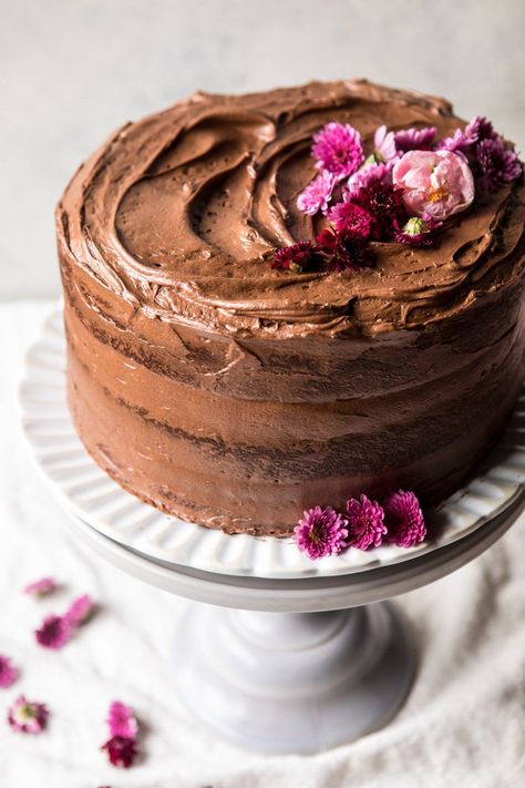 Coconut Banana Cake with Chocolate Frosting. - Half Baked Harvest Cake With Chocolate Frosting, Tea Treats, Roasted Banana, Cake Easter, Layered Cakes, Recipes Cake, Scotland Wedding, Chocolate Wedding Cake, Easter Cake