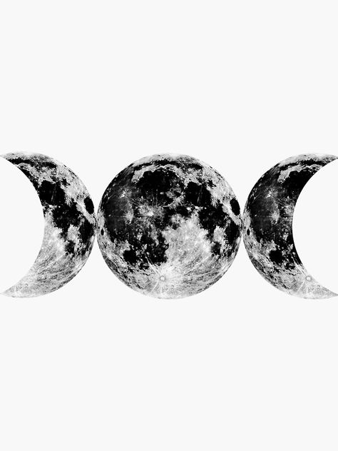 "Triple Moon Goddess Symbol" Sticker by juliawaters | Redbubble Triple Moon Art, 3 Moon Goddess, Triple Goddess Tattoo Design, Triple Moon Goddess Tattoo, Triple Goddess Art, Triple Goddess Tattoo, Triple Moon Tattoo, Triple Moon Goddess Symbol, Moon Goddess Symbol