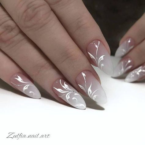 Bridal Nails Designs, Classy Nail Designs, Nails Design Ideas, Fancy Nails Designs, Trendy Nail Art Designs, Matte Nails Design, Wedding Nails Design, Pretty Nail Art, Flower Nail Art