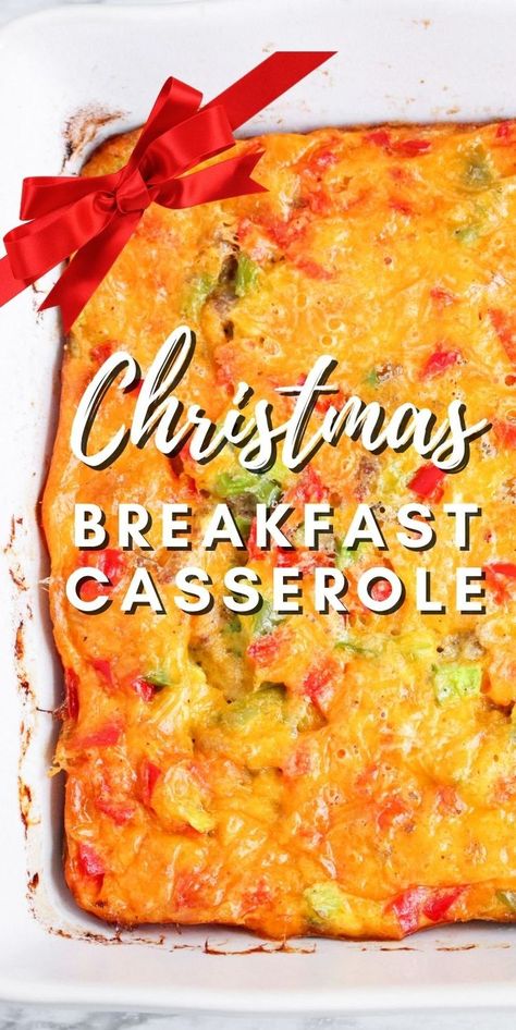 Christmas Breakfast Casserole - This hearty and satisfying low-carb breakfast casserole will feed your entire family. The combination of red and green bell peppers gives this casserole the perfect holiday flair! #lowcarb #christmasmorningbreakfast #breakfastcasserole #holidayrecipes #thanksgivingrecipes #breakfast #breakfastbake #eggs #food #recipes Seafood Gumbo Recipe Easy, Breakfast Peppers, Christmas Morning Breakfast Casserole, Gumbo Recipe Easy, Christmas Morning Brunch, Seafood Gumbo Recipe, Low Carb Breakfast Casserole, Keto Brunch, Christmas Casserole