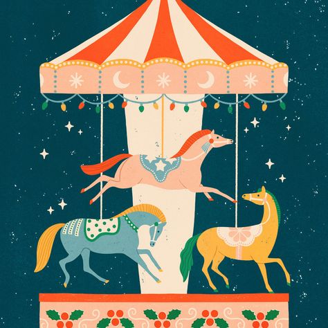 The Bright Agency Circus Illustration, Horse Illustration, Carnival Rides, Merry Go Round, Circus Theme, Cute Doodles Drawings, Horse Coloring, Art Base, Christmas Illustration