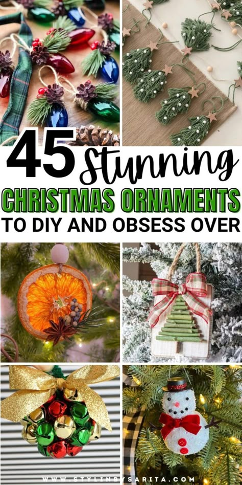 Christmas Make And Take, Fun Diy Christmas Ornaments, Ornament Craft Ideas For Kids, Christmas Tree Decorations Easy, Easy Homemade Decorations Ideas, Christmas Crafts For Family To Make, Homemade Ornament Gifts, Diy Holiday Ornaments For Adults, Sew Christmas Tree Ornaments