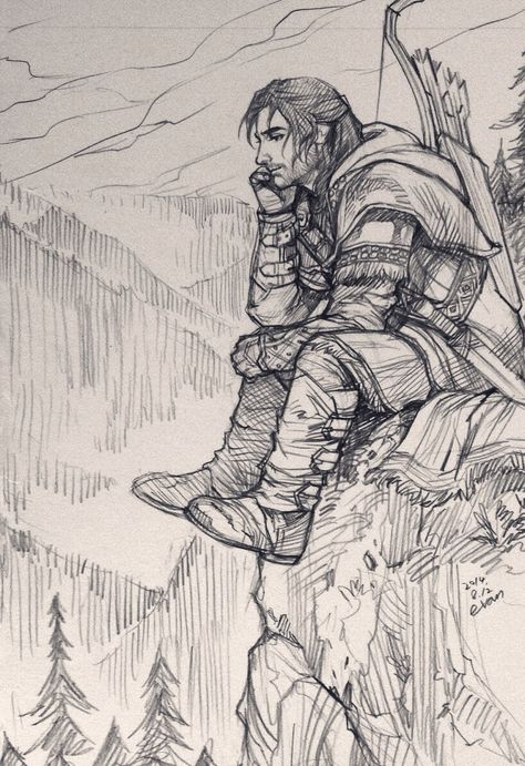 Kili, right before BotFA, he know that he may not see Tauriel again. At least not alive. Kili And Tauriel, John Howe, Hobbit Art, Fili And Kili, Middle Earth Art, The Hobbit Movies, Lotr Art, Heroic Fantasy, Tauriel