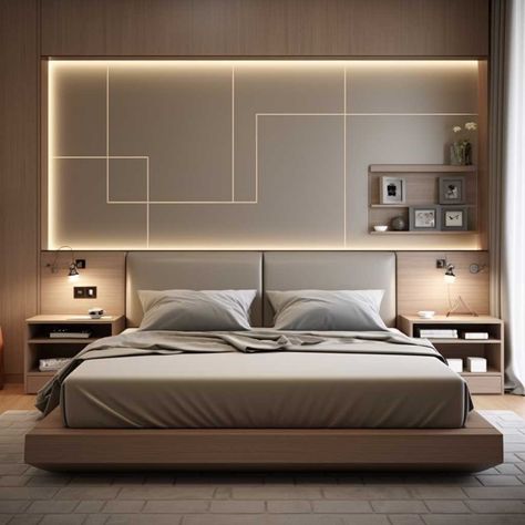 Brighten Your Space with Small Bedroom LED Panel Design • 333+ Images • [ArtFacade] Led Panel Design, Bedroom Ideas Luxury, Wardrobe Minimalist, Bedroom Design Styles, Wall Panels Bedroom, Unique Bedroom Design, Bed Headboard Design, Luxury Bedroom Furniture, Bedroom Led