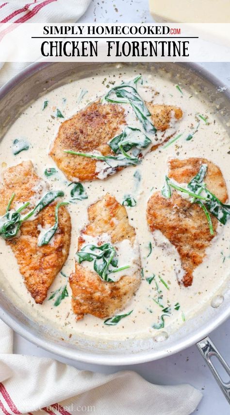 Creamy Chicken Florentine, Chicken Florentine Recipe, Creamy Spinach Sauce, Florentine Recipe, Creamy White Wine Sauce, Florentines Recipe, Chicken Florentine, Italian Comfort Food, One Pot Meal