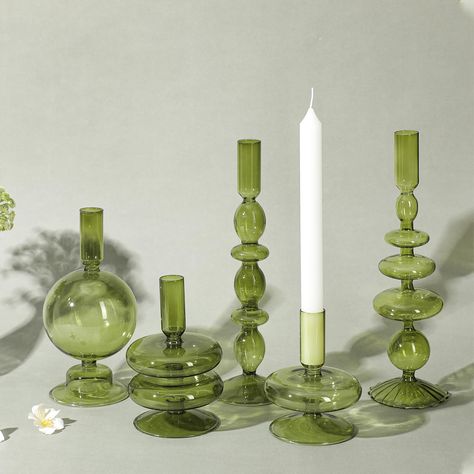 PRICES MAY VARY. Package Content: you will receive 5 pieces glass candle holders in different sizes, these candle holders can hold candles, create a warm and cozy atmosphere, suitable for birthday parties, weddings and Christmas, Thanksgiving table and flower decoration, etc Size Combination: The dimensions of the tapered glass candle holder set are 11 x 0.98 inches/ 28 x 2.5 cm, 10.4 x 0.98 inches/ 26.5 x 2.5 cm, 7.1 x 0.98 inches/ 18 x 2.5 cm, 5.9 x 0.98 inches/ 15 x 2.5 cm, 4.3 x 0.98 inches/ Glass Taper Candle Holders, Green Candle Holders, Colorful Centerpieces, Party Centerpiece, Glass Candlestick Holders, Glass Centerpieces, Green Candle, Taper Candle Holders, Glass Candlesticks