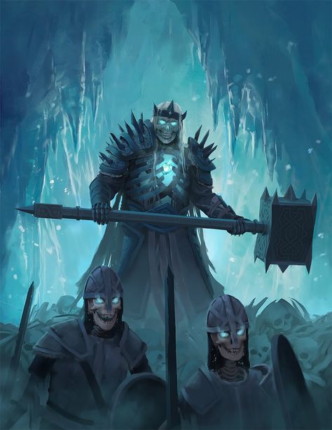 ArtStation - Oath of the Frozen King Book Cover, Jon Pintar Giant Hammer, Undead Warrior, Evelynn League Of Legends, Wearing A Crown, King Book, Ice King, 다크 판타지, Fantasy Races, Fantasy Monster