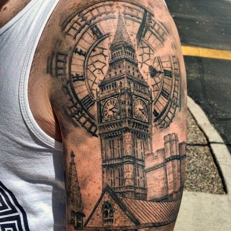 50 Big Ben Tattoo Designs For Men - Clock Ink Ideas Big Ben Tattoo, British Tattoo, Mysterious Tattoo, Bridge Tattoo, Tatto Boys, Tattoo Son, Tattoo Hand, London Tattoo, Clock Tattoo