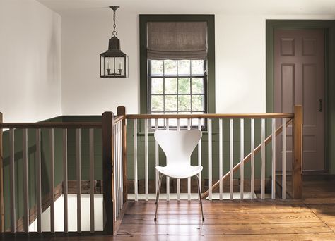 Green Wainscotting, Green Wainscoting, Traditional Paint Colors, Brown Hallway, Decorative Wall Molding, Painted Wainscoting, Palmer House, Hallway Colours, Dark Paint Colors