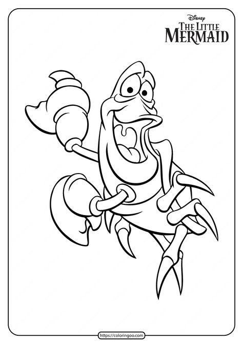 Free Printable Sebastian Coloring Pages 3 Little Mermaid Coloring Pages, Free Disney Coloring Pages, Ariel Coloring Pages, Unicorn And Fairies, Mermaid Coloring Pages, Mermaid Tattoos, Mermaid Disney, Disney Colors, Unicorn Coloring Pages