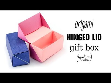 Learn how to make a beautiful hinged origami box! It's made using two sheets of paper. This origami gift box is perfect for many different kinds of presents, or store things in them. It's easy to make! No glue required. A4 Paper Box Diy, Mini Box Tutorial, How To Make Mini Boxes Out Of Paper, Mini Boxes Diy, Mini Box Diy, Mini Box Gift, A4 Origami, Origami Box Instructions, Kawaii Origami