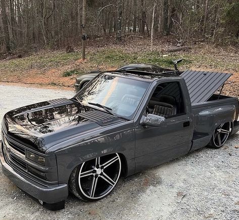 S10 Truck Ideas, Chevy Trucks Lowered, Obs Chevy, S10 Truck, Obs Truck, Single Cab Trucks, Trucks Chevy, Chevy Stepside, Chevy Trucks Silverado