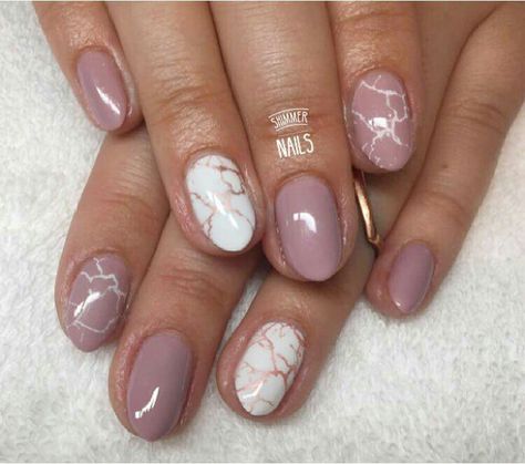 Marbled Nails, Marble Acrylic Nails, Marble Nail Designs, Short Gel Nails, Rose Gold Marble, Galaxy Nails, Simple Gel Nails, Rose Gold Nails, Pretty Nail Art Designs